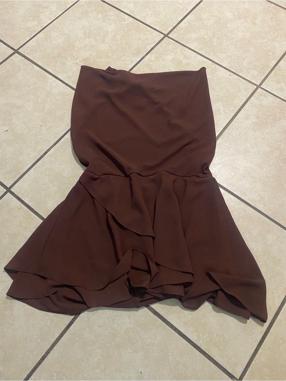 SHEIN Chocolate Brown Ruffled Skater Skirt
